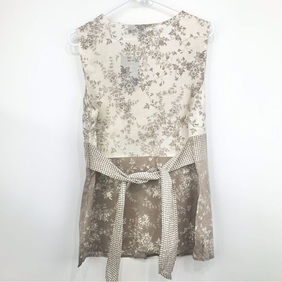 Sonoma NEW Tan Cream Contrast Floral Print Sleeveless Cottagecore Blouse - Picture 5 of 13